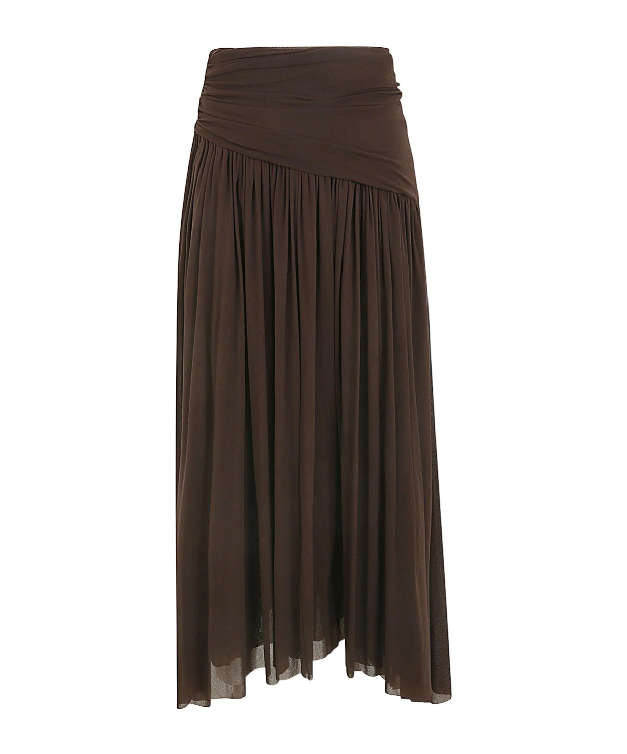 Philosophy Di Lorenzo Serafini Draped-detail Pleated Asymmetric Skirt In Brown