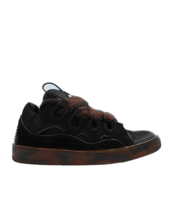 Lanvin Curb Leather Sneakers In Black
