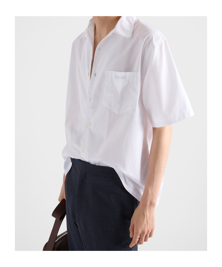 Prada Cotton Shirt With Short Sleeves And Pockets