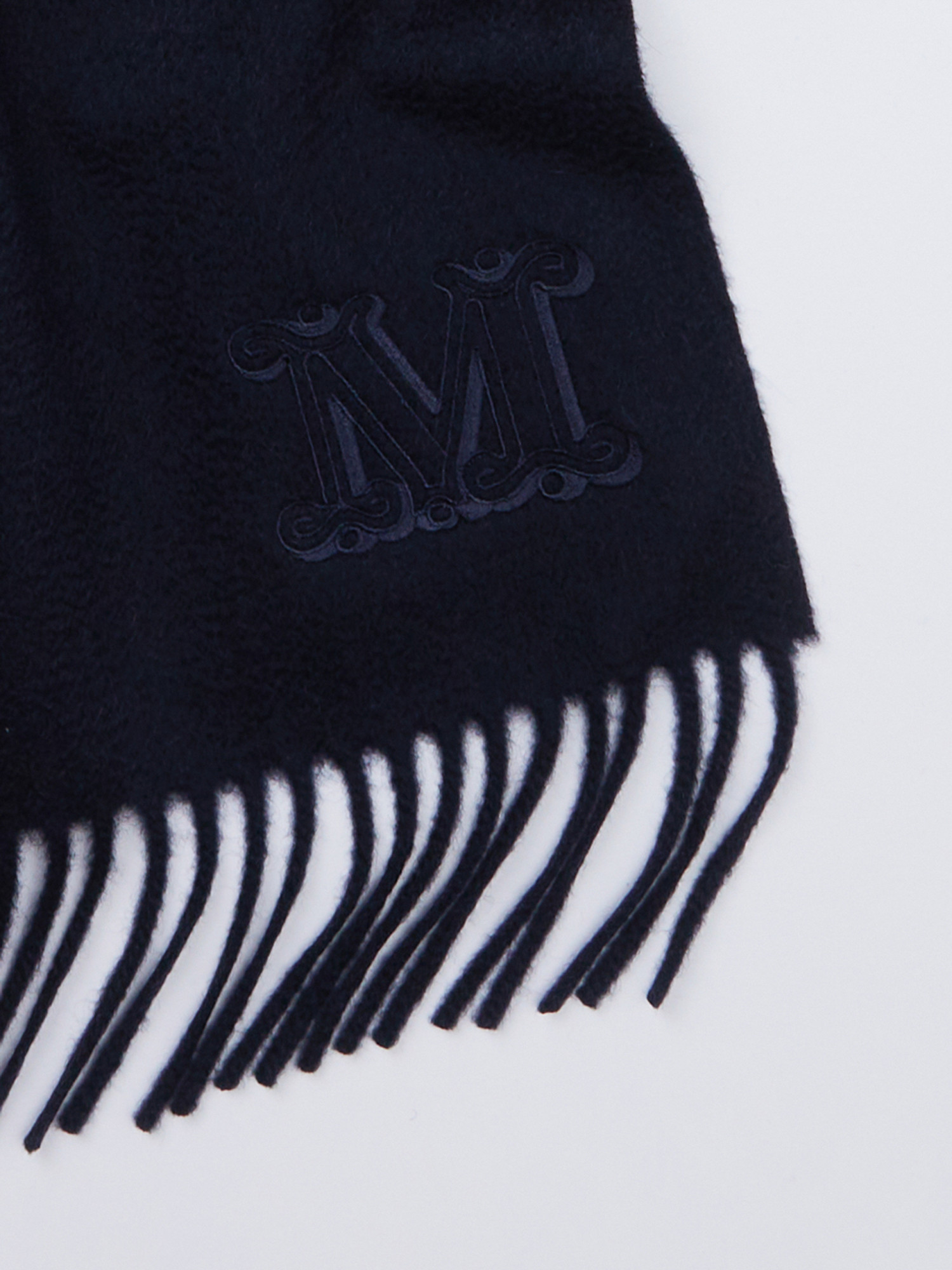 MAX MARA MAX MARA LOGO EMBROIDERED FRINGE SCARF