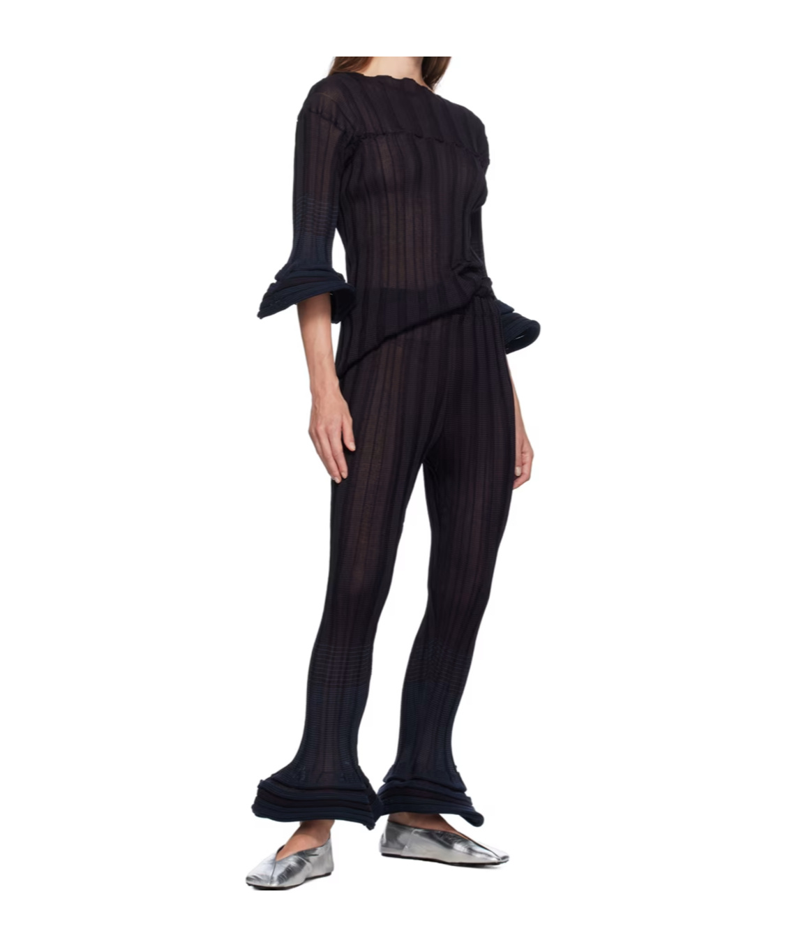 Shop Issey Miyake Asagao Striped Sweater In Black