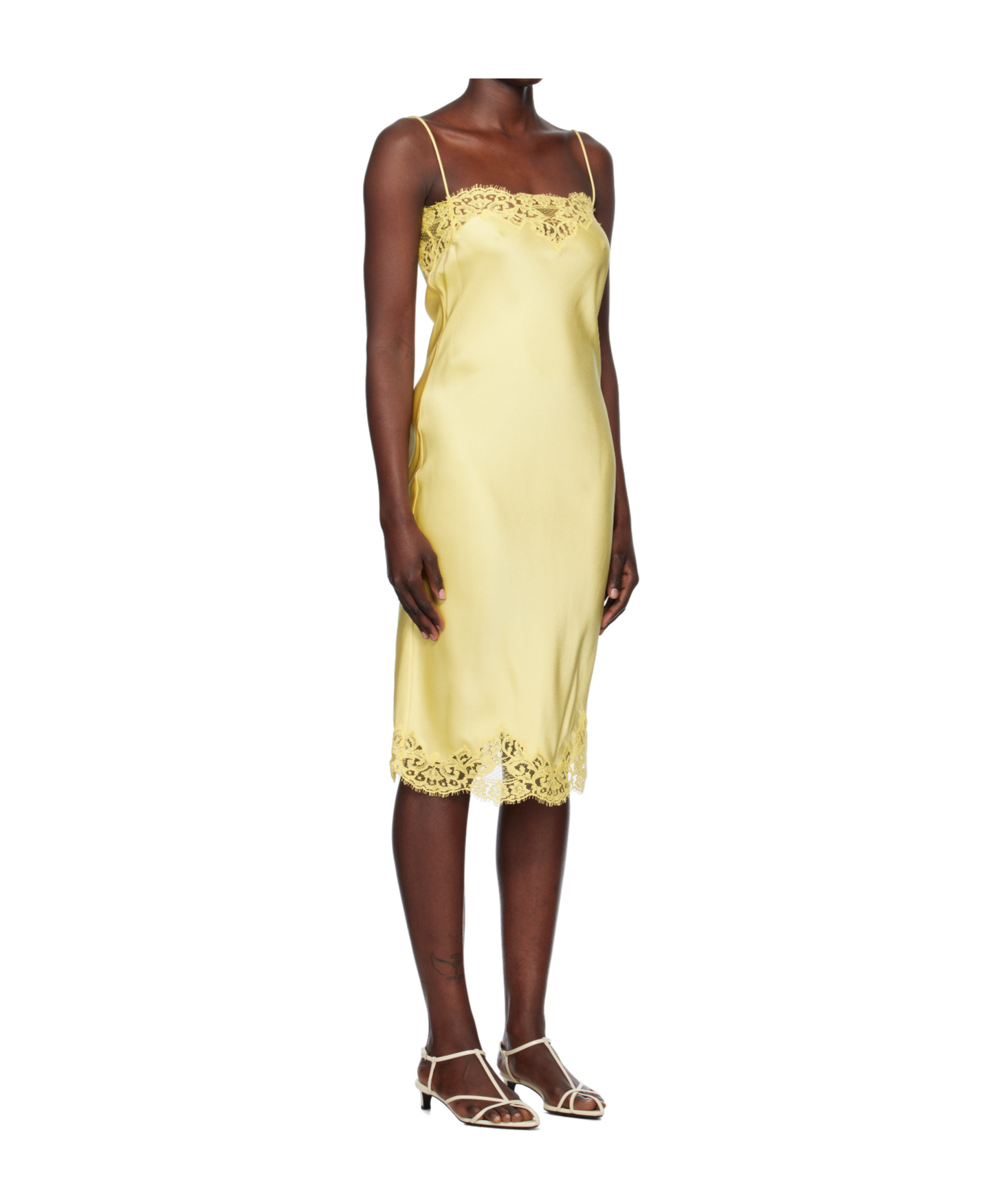 Stella Mccartney Yellow Iconic Lace Midi Dress In Yellow