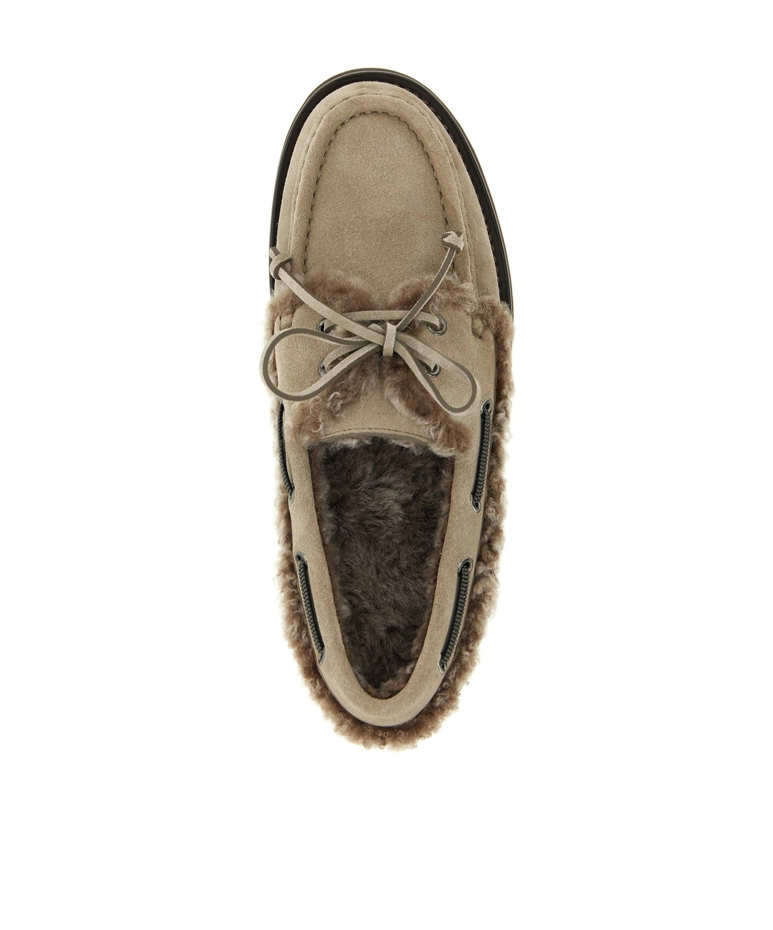 Brunello Cucinelli Precious Insert Boat Shoe In Silver