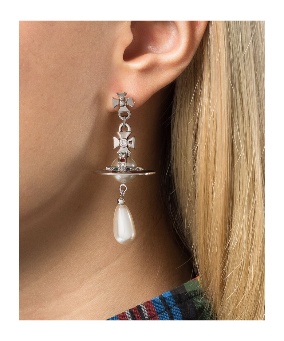 Vivienne Westwood Beaded Charm Earrings In Metallic