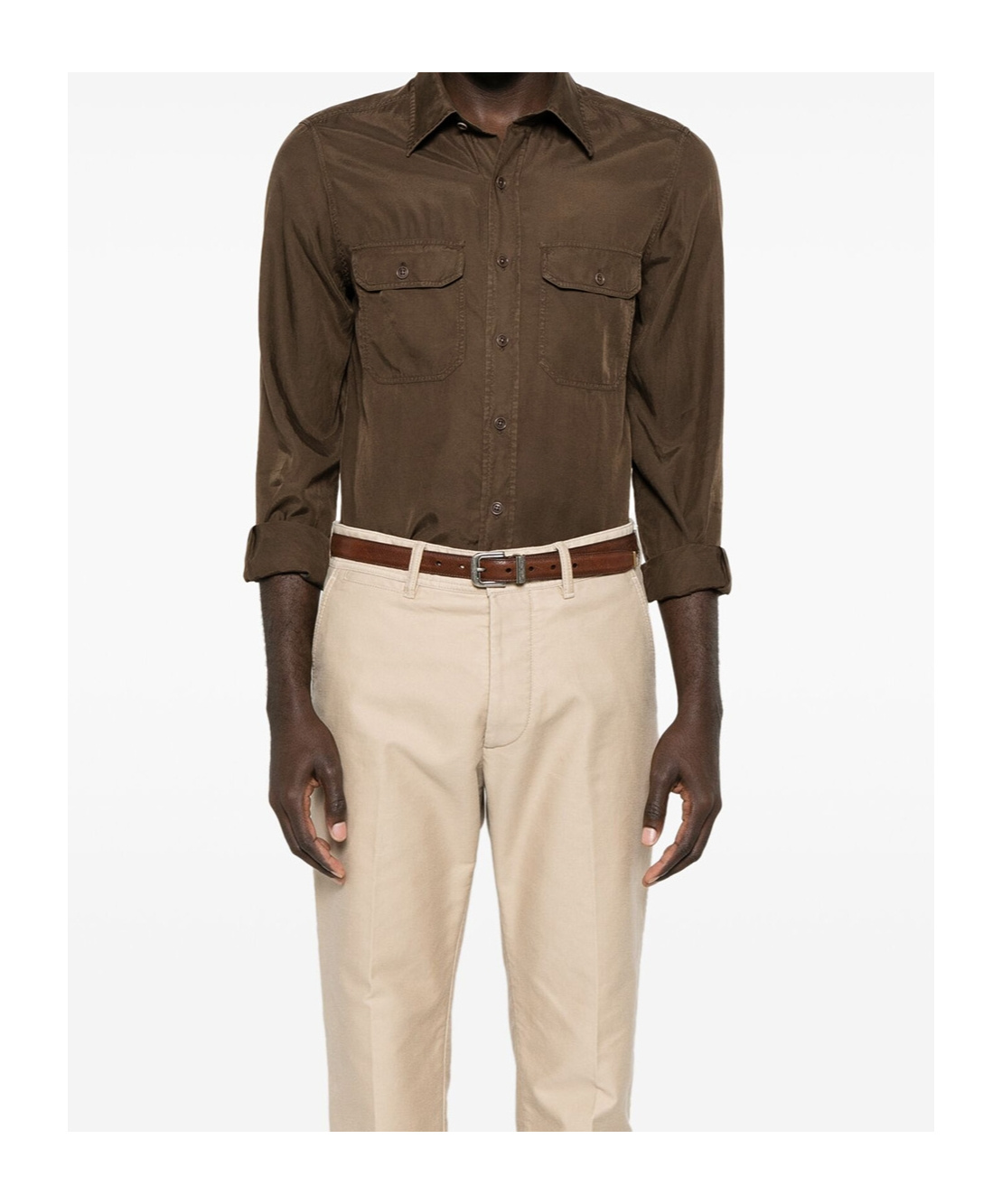 Shop Tom Ford Twill Shirt In Green