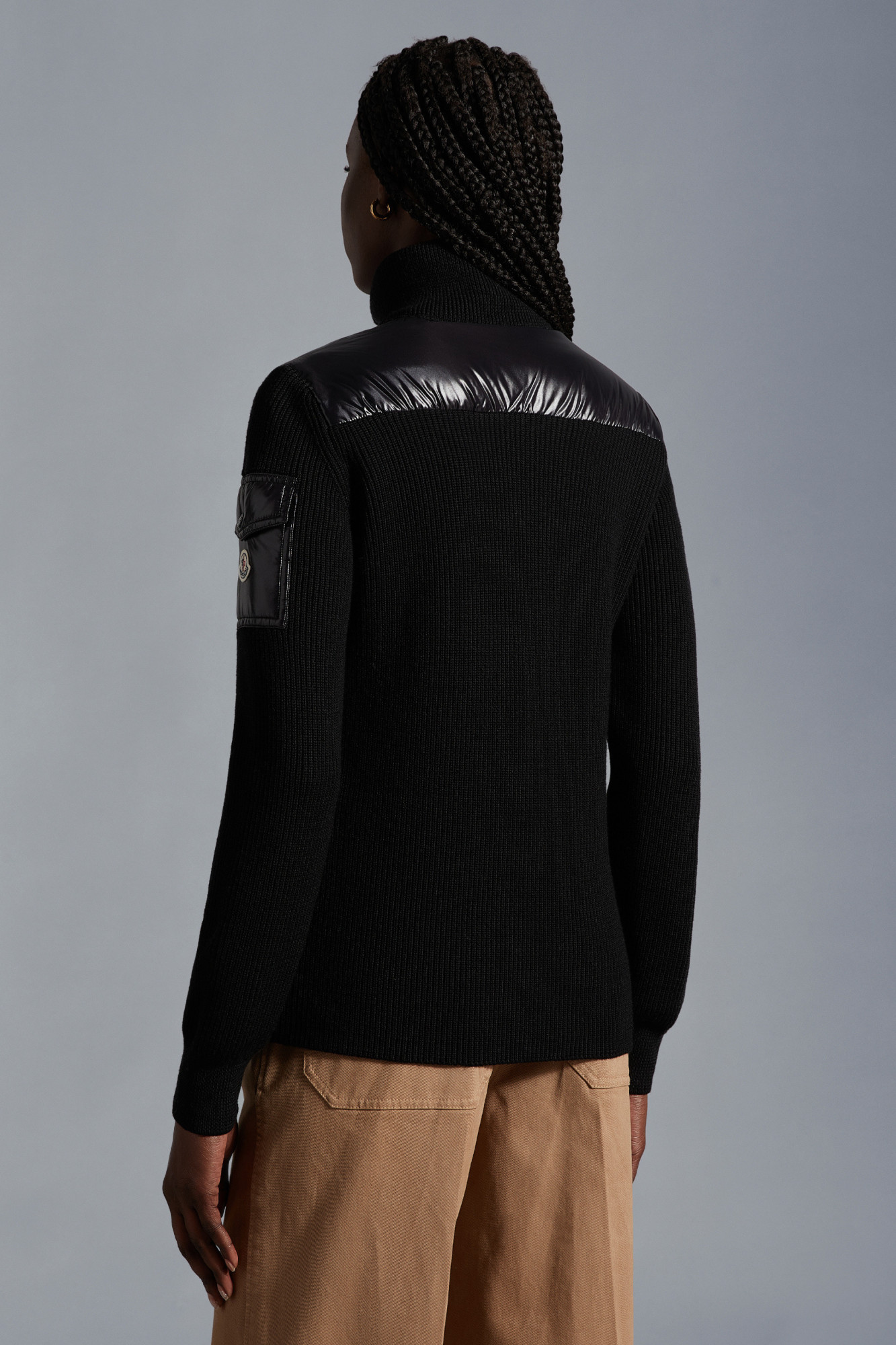 Moncler Panelled Down-filled Jacket In Black