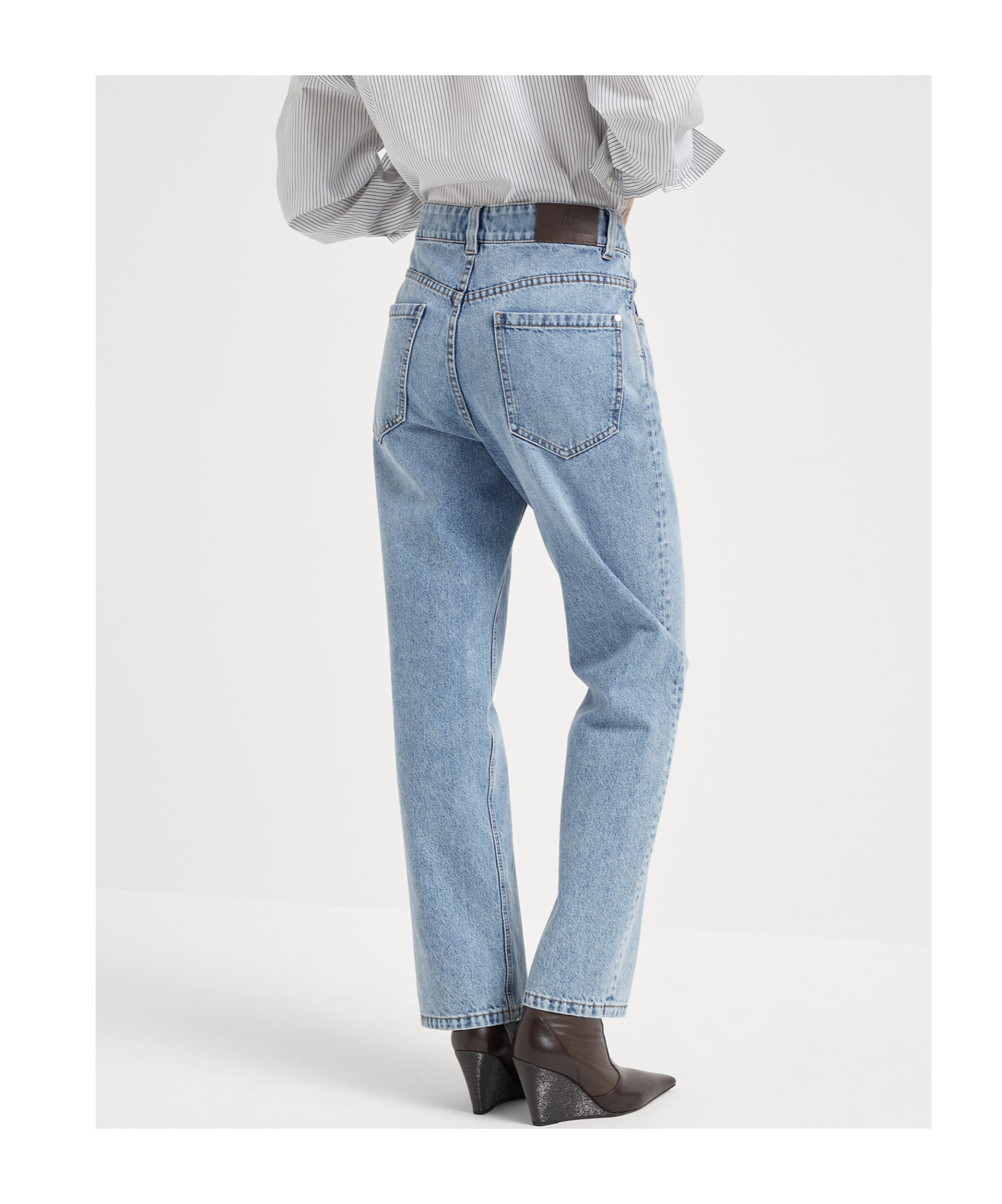 Shop Brunello Cucinelli Straight-leg Denim Jeans In Gray