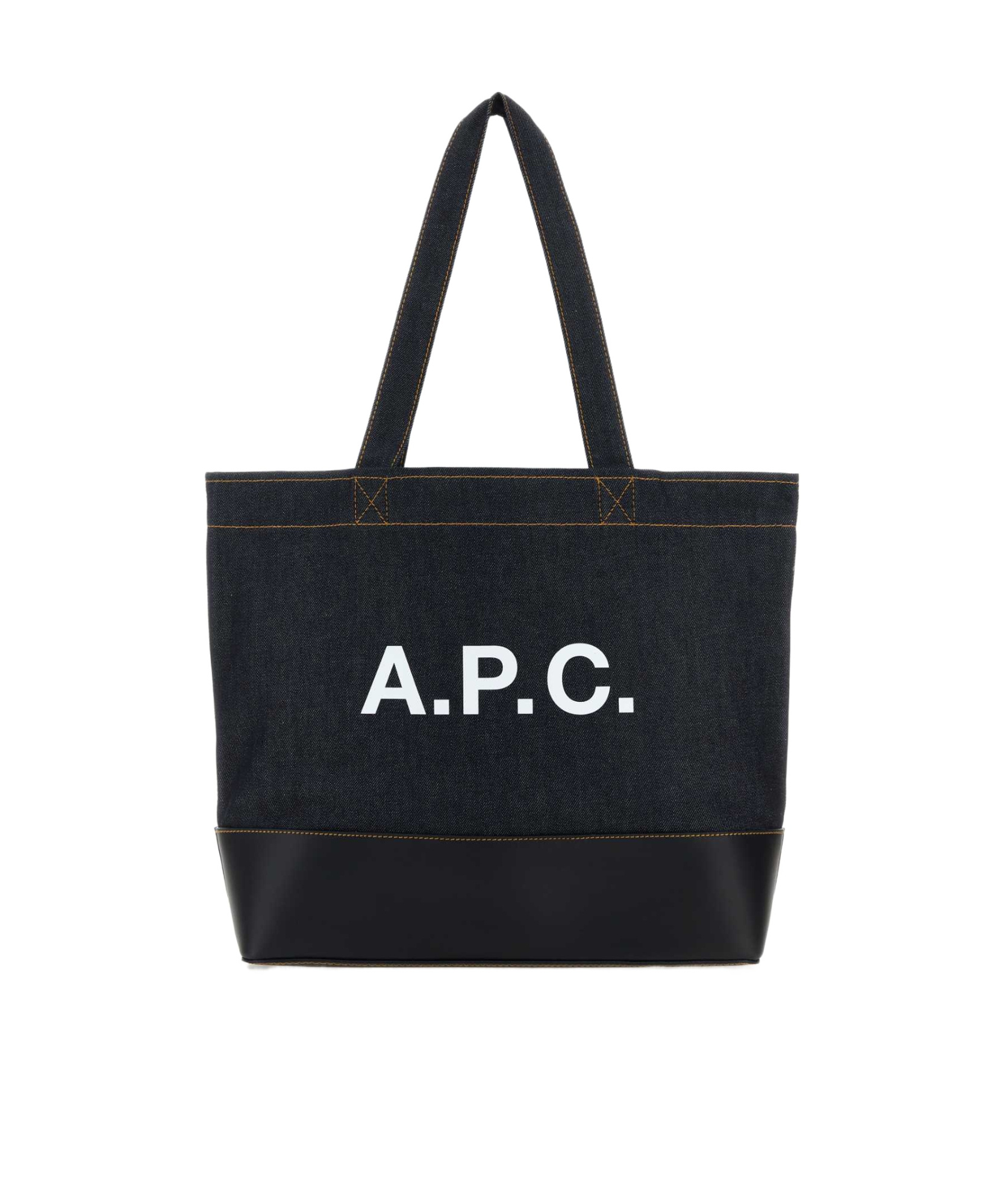 Apc A.p.c. Men Blue Denim And Leather Axel Shopping Bag