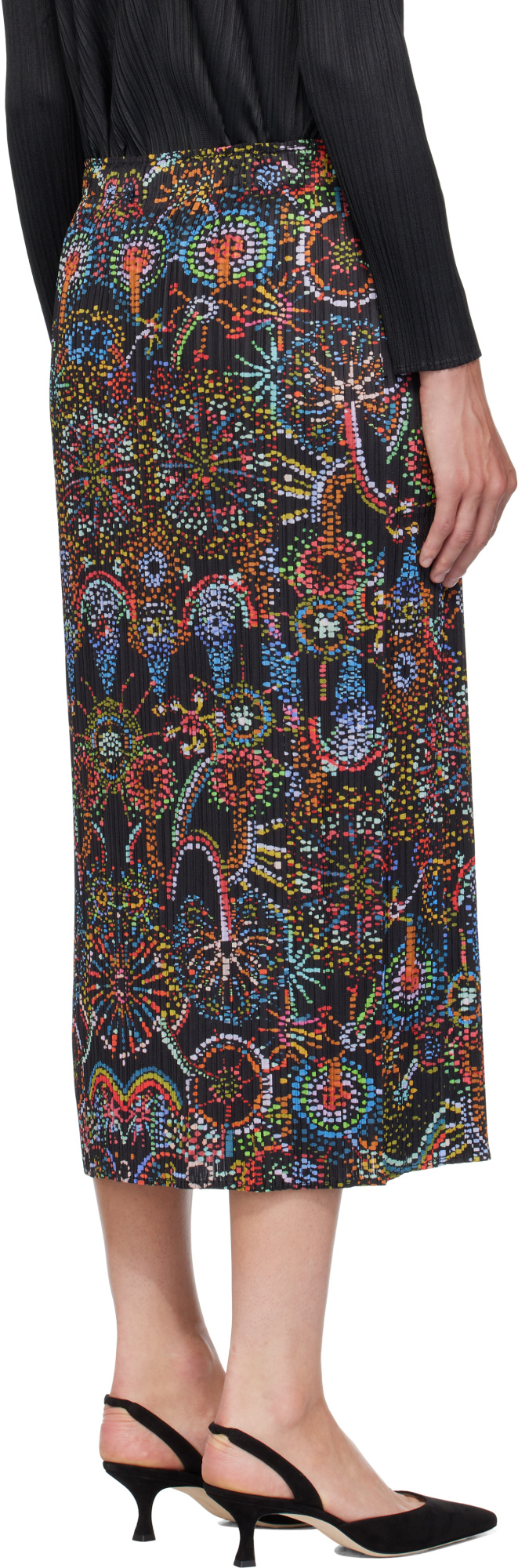 Issey Miyake Black Light Festival Midi Skirt In Black