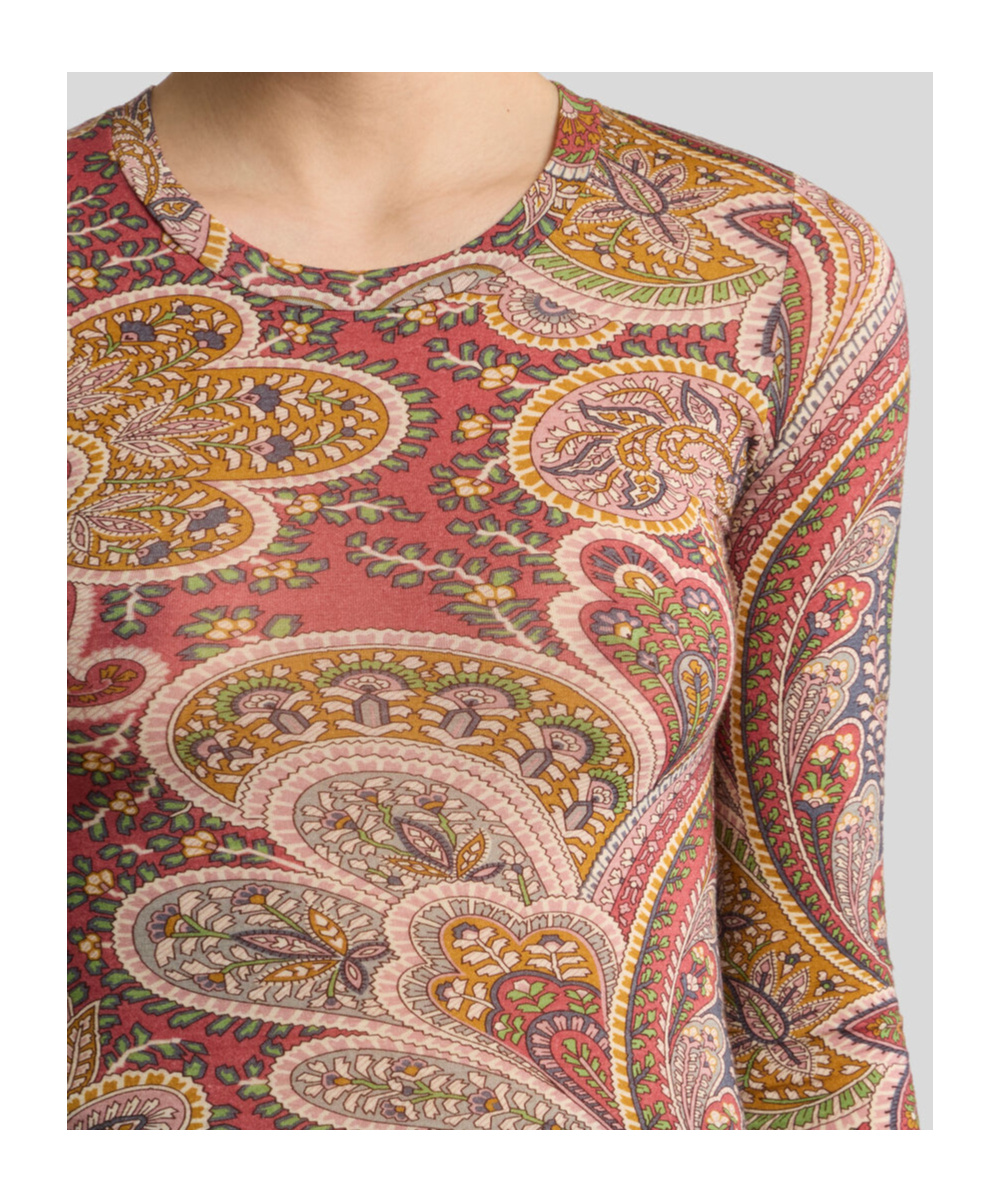 Etro Crew Neck Long-sleeved Top In Brown