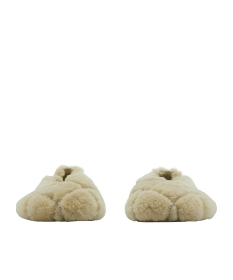Burberry Baby Sheepskin Ballet Shoes In Nude
