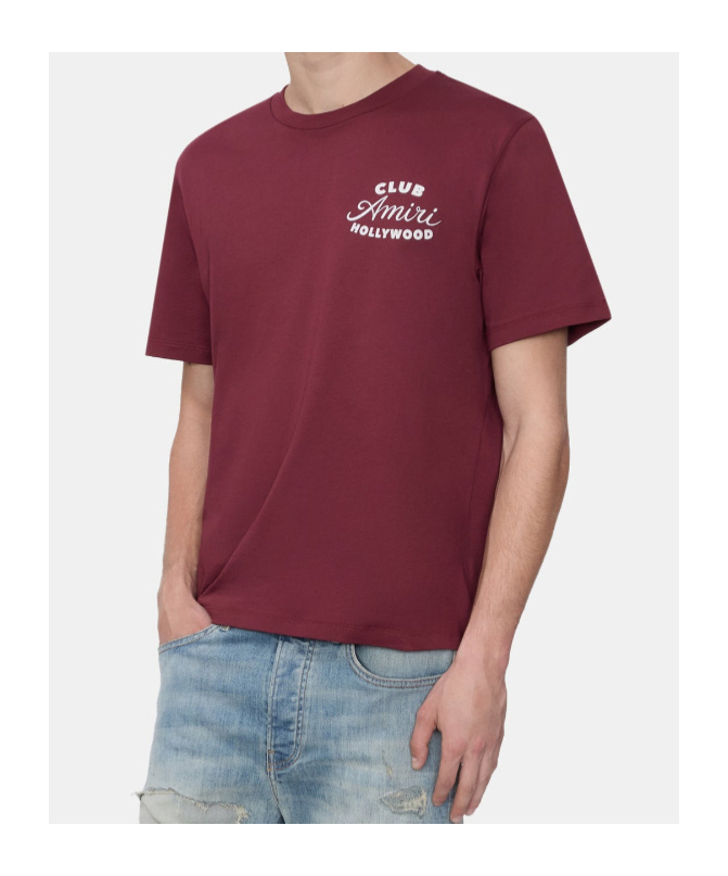 Amiri Club Tee In Burgundy