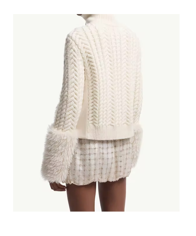 Moncler Cable-knit Wool-blend Cardigan In White