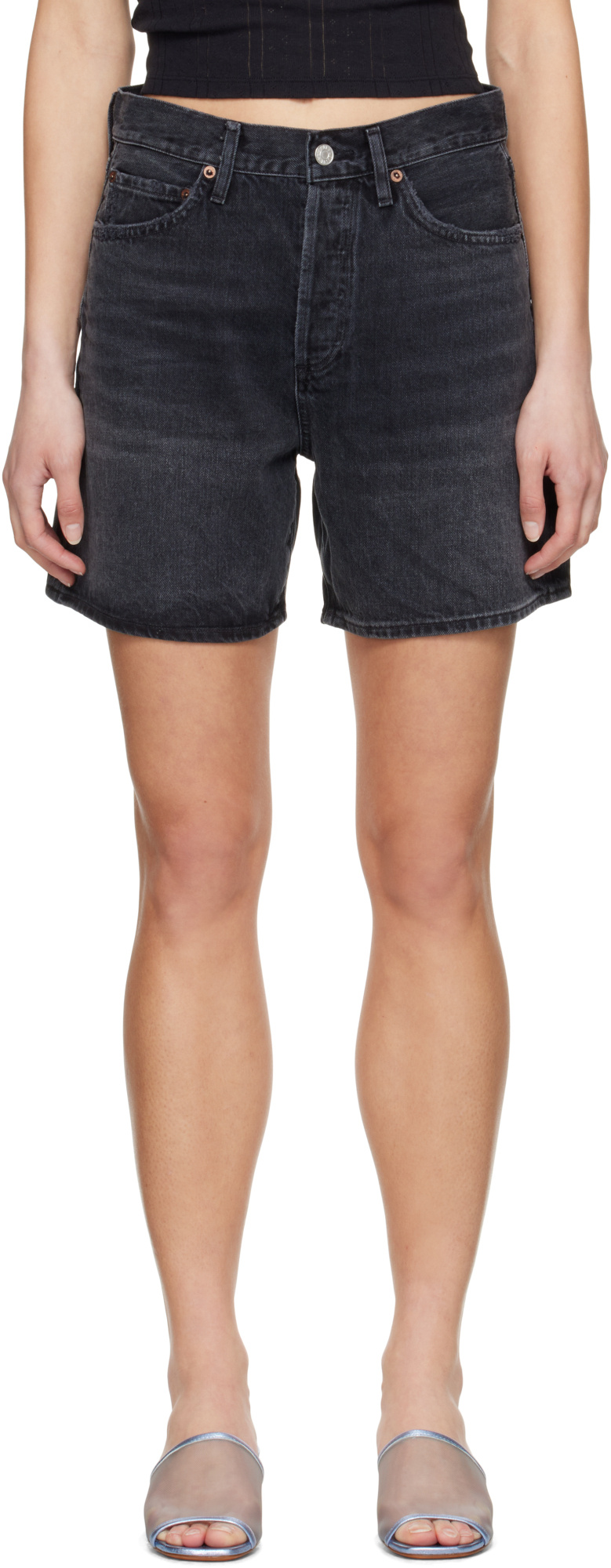 AGOLDE DENIM SHORTS WITH BELT LOOPS