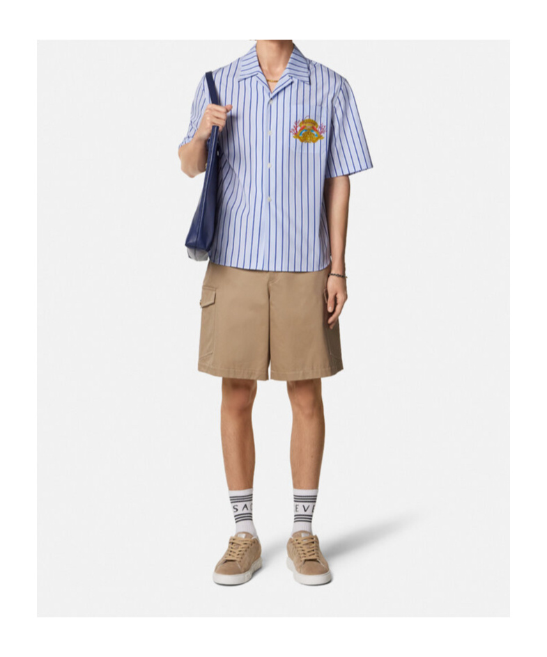 Versace Dive In Crest Striped Shirt