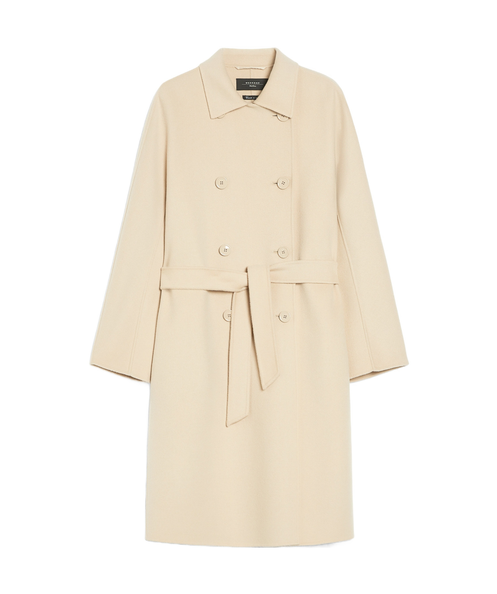 Shop Weekend Max Mara Double-breasted Double-faced Wool Coat In Nude