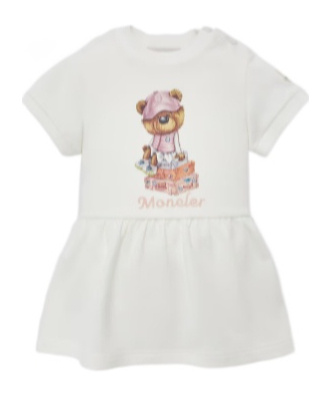 Moncler Short Sleeve Dress In White