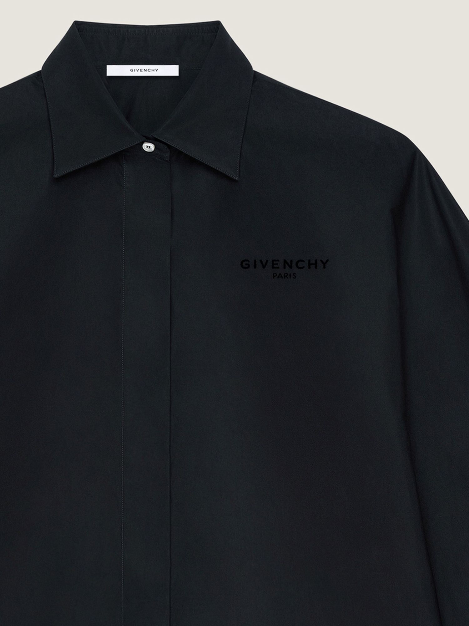 Givenchy Cotton Turned Up-sleeve Cocoon Shirt In Black