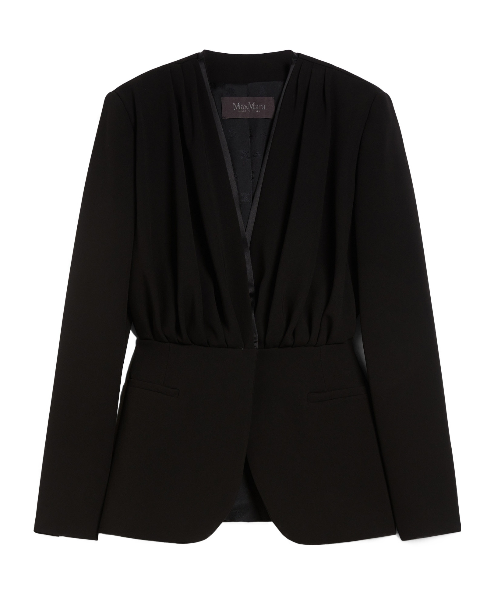 Shop Max Mara Draped Crêpe Jacket In Black