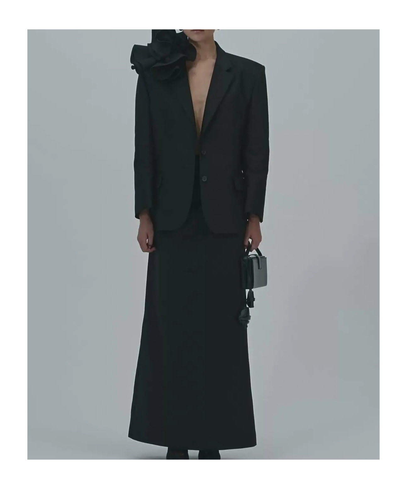 Magda Butrym Classic Flower Appliqué Blazer In Black In Black