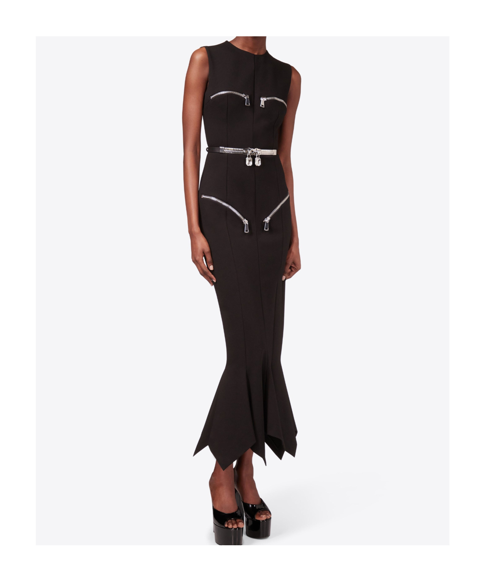 Area Zip-detailed Cady Maxi Dress In Black