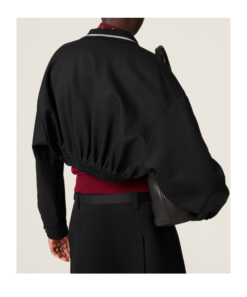 Miu Miu Grain De Poudre Blouson Jacket In Black