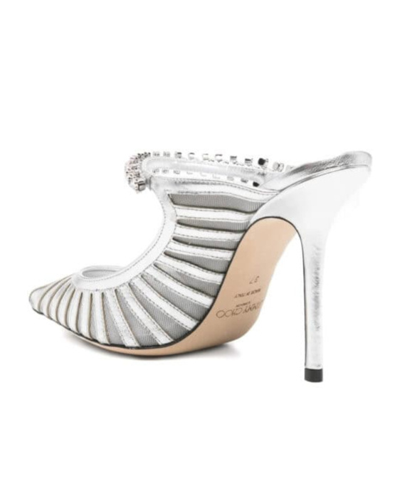 Jimmy Choo 100mm Leather Heeled Sandals In Silver