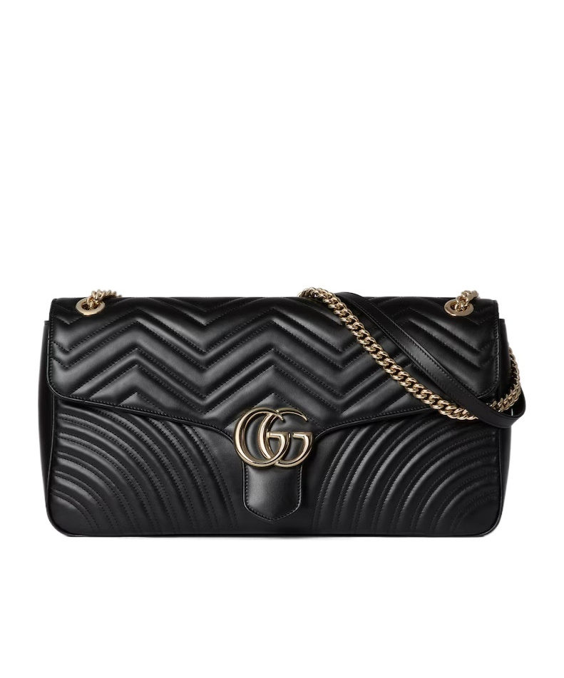 Gucci Large Marmont Quilted Shoulder Bag In Black