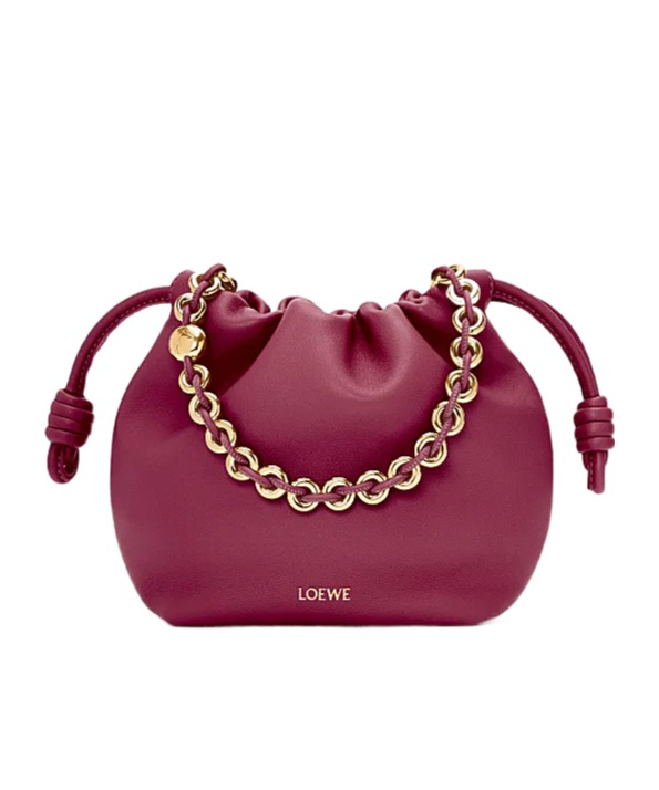 Loewe Mini Puzzle Leather Shoulder Bag In Red