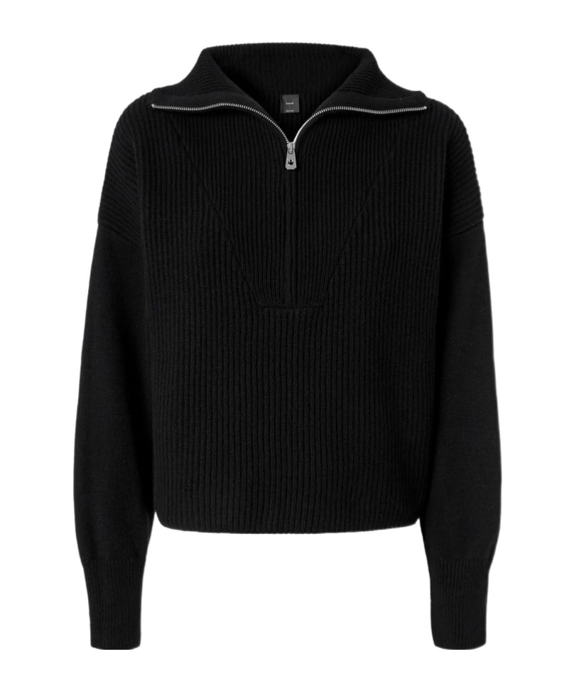 Pinko Pull Côtelé À Col Zippé In Black