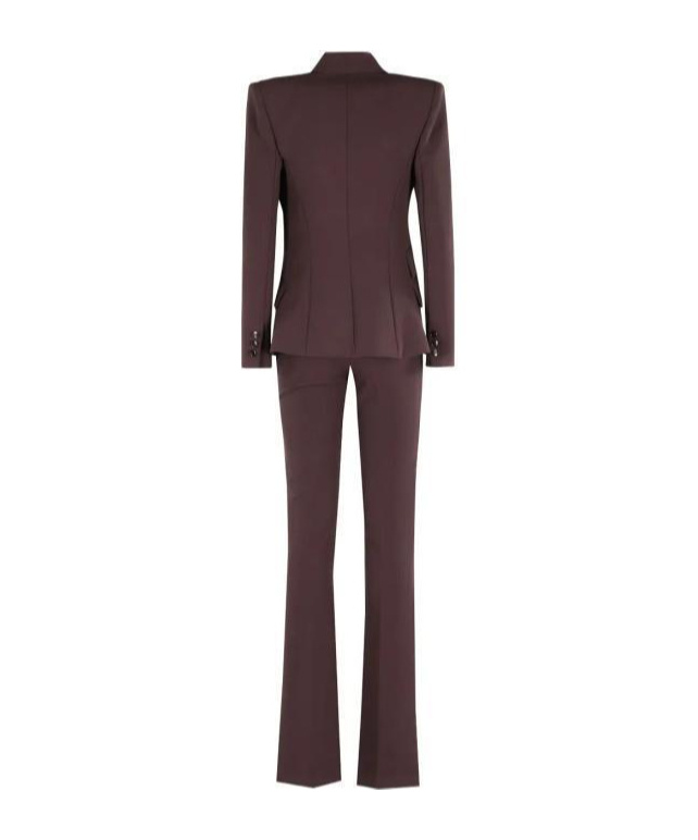Elisabetta Franchi Long-sleeved Jacket, Belt Loops, Pants, Suit In Red