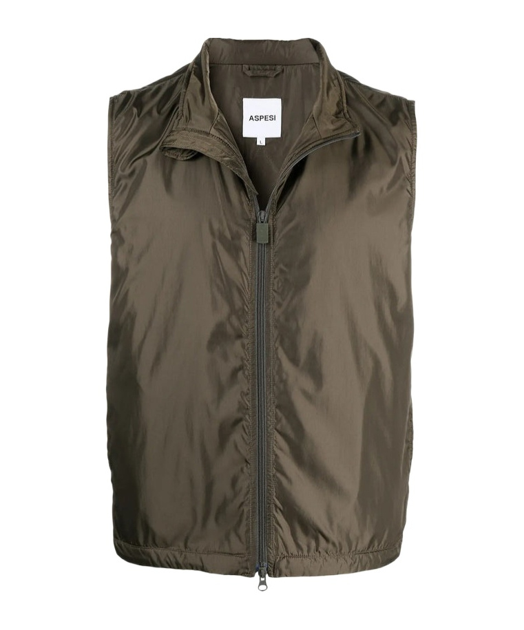 Aspesi Technical Zipped-up Gilet In Green