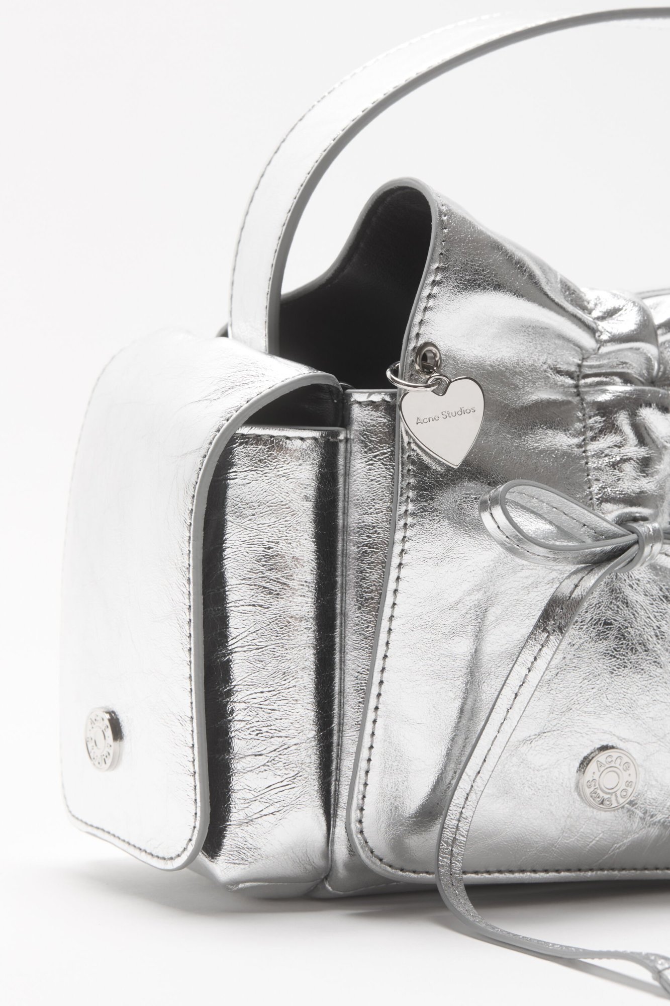 Acne Studios Multi-pocket Metallic Leather Bag In Metallic