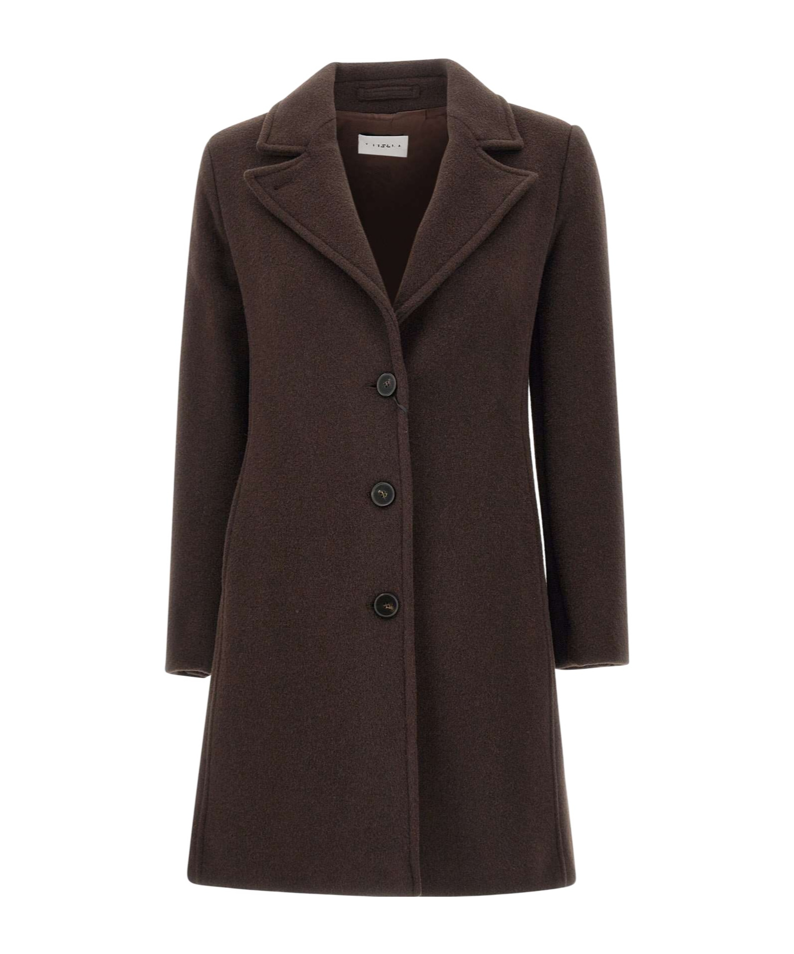 Marella Peak-lapel Buttoned Coat In Brown
