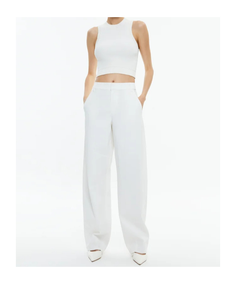 Alice And Olivia Porter Low-rise Tapered Trousers In Off White