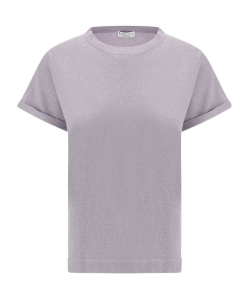 Brunello Cucinelli Cashmere Glitter T-shirt In Purple