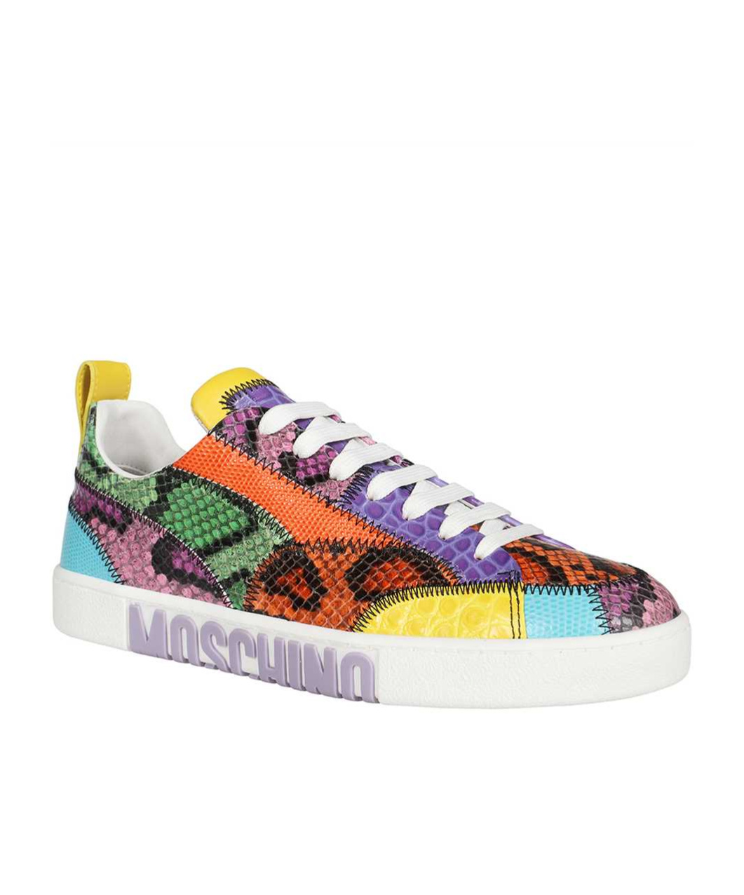 Moschino Logo Colour-block Sneakers In White
