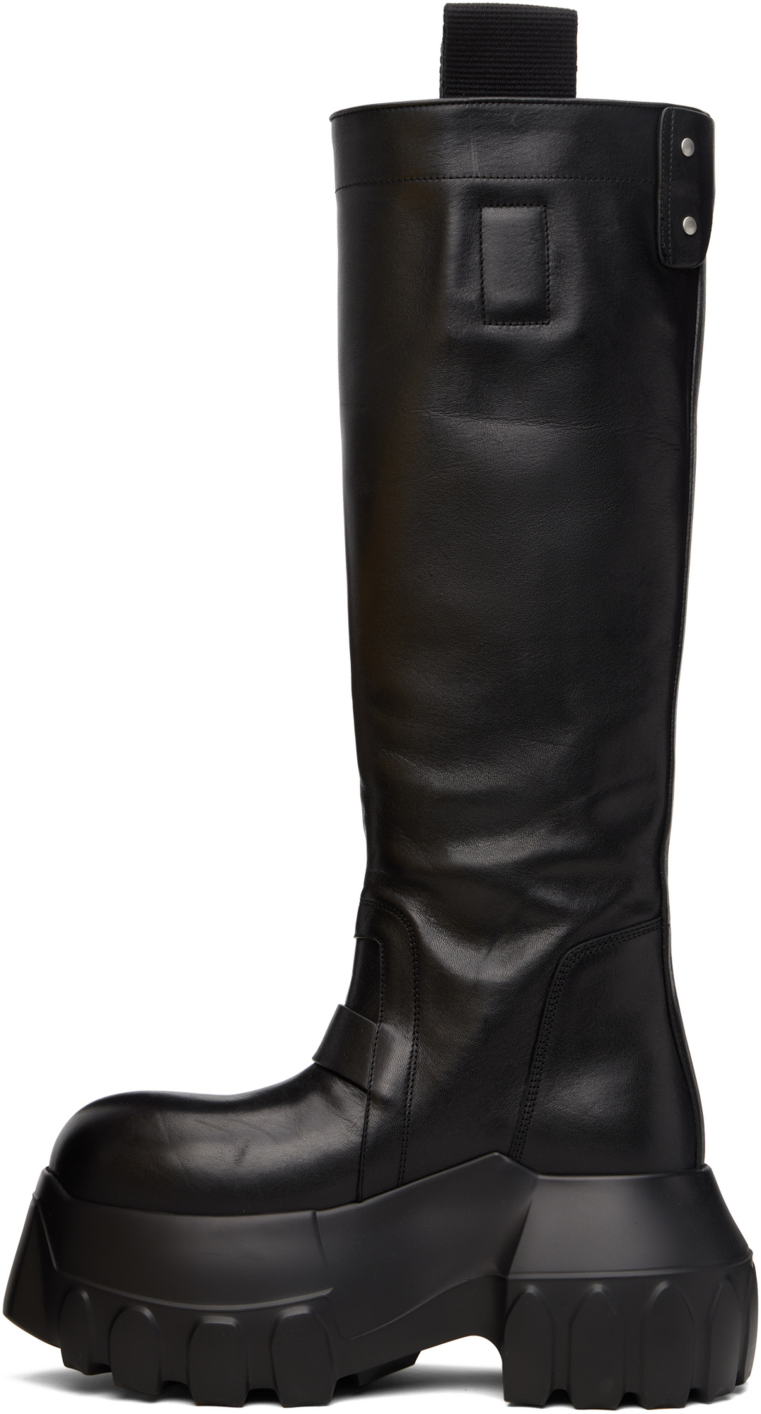 Rick Owens Black Concordians Pull On Mega Tractor Tall Boots In Black