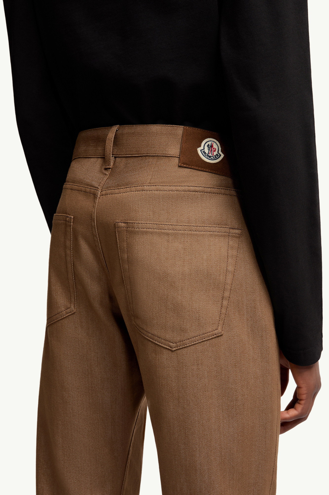 Moncler Straight Leg Denim Jeans In Brown