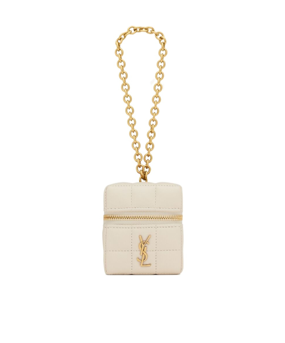 Saint Laurent Cassandre Matelassé Carré Mini Cube In Lambskin In White