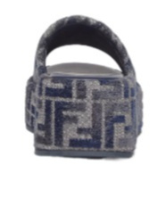 FENDI BLUE FF DENIM FLATFORM SLIDES