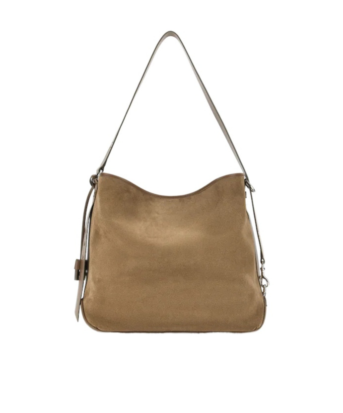 Hogan Shoulder Bag Suede Front Pocket In Sand
