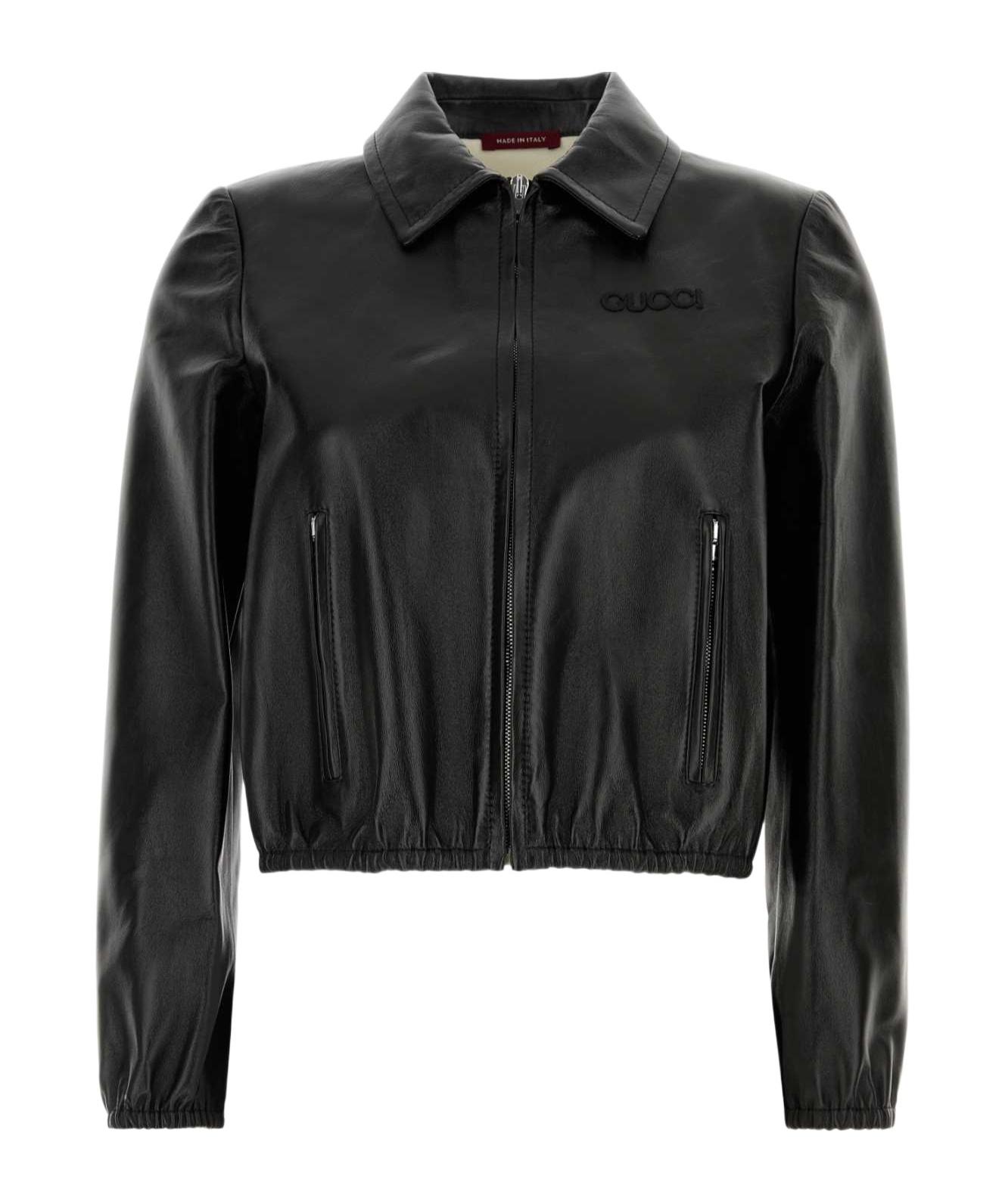 Gucci Black Leather Jacket In Black