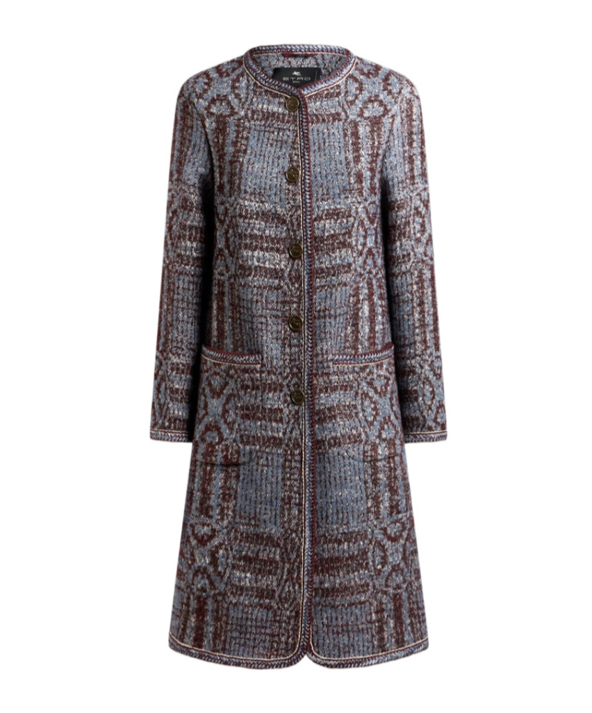 Etro Textured Fabric Long Sleeves Front Pockets In Neutral