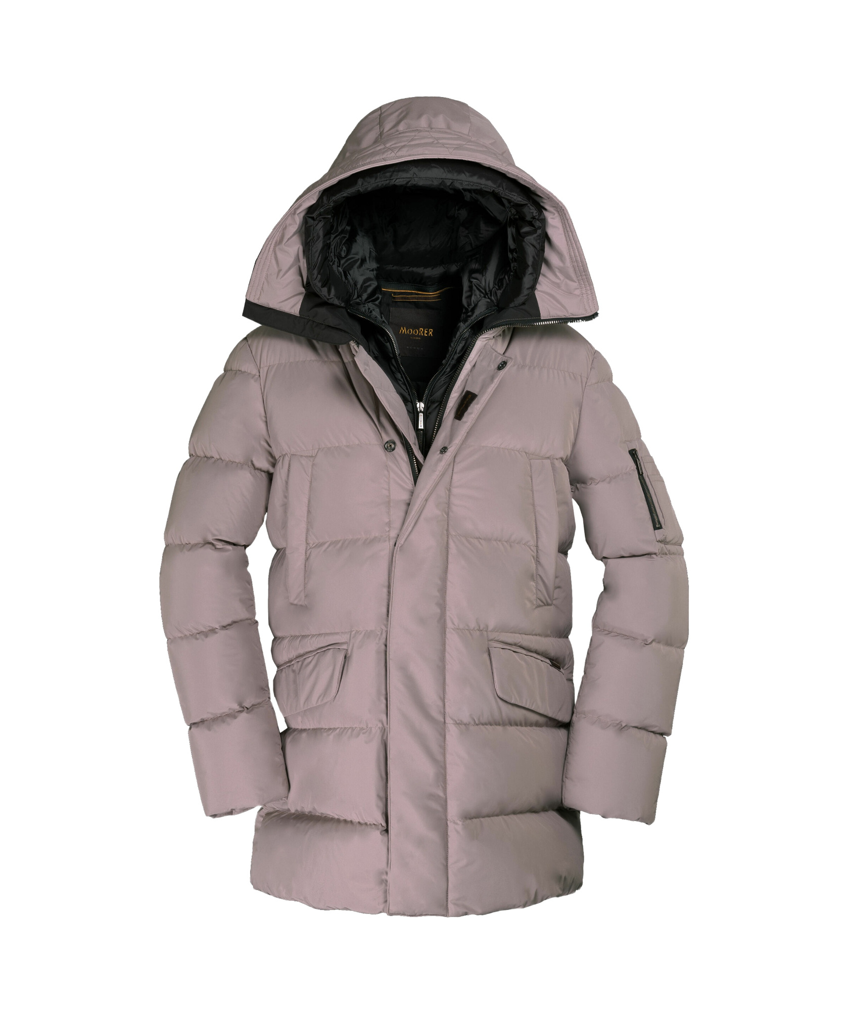 Moorer Davide Padded Hooded Coat In Gray