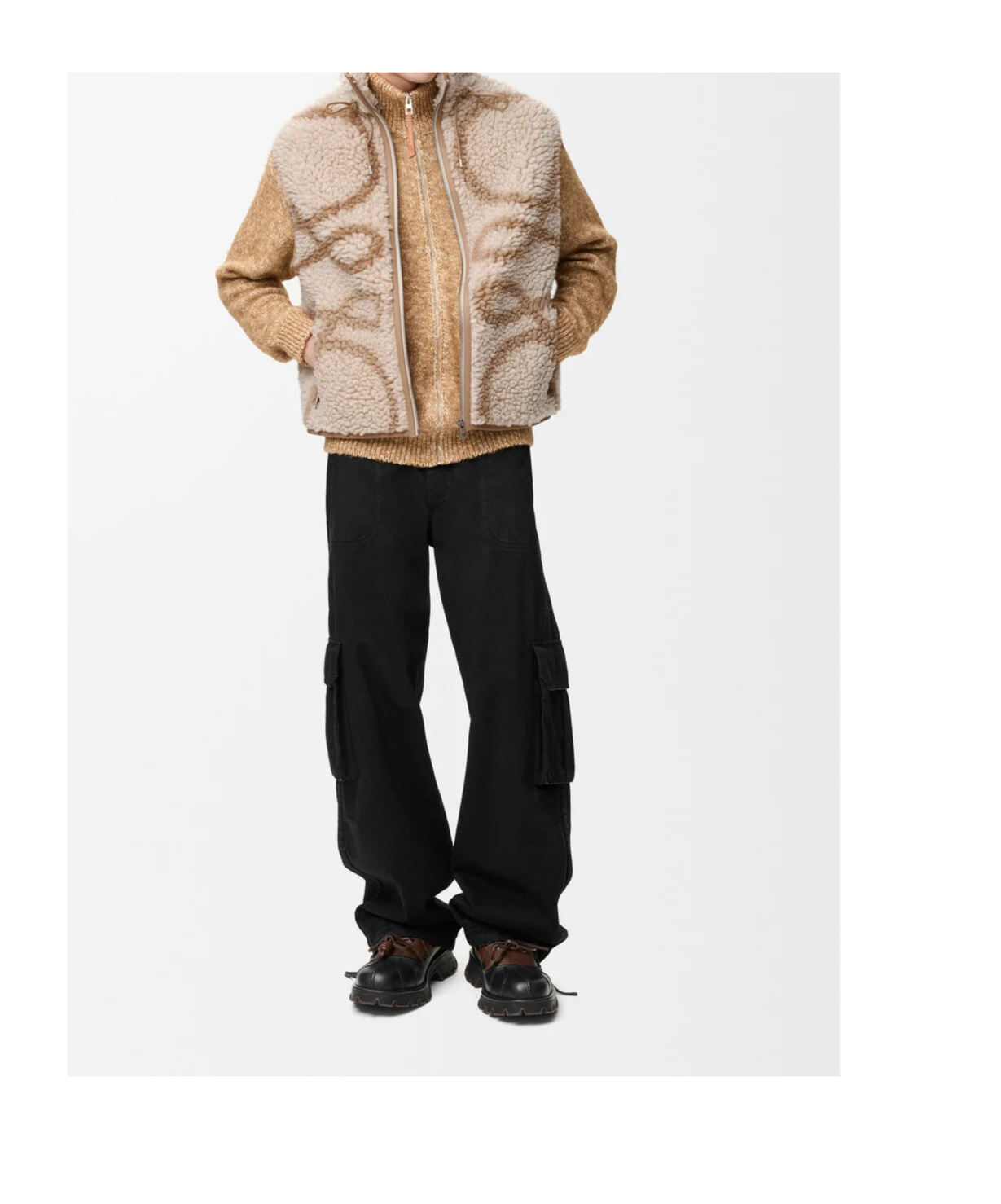 Loewe Anagram Fleece Jacquard Vest In Neutral