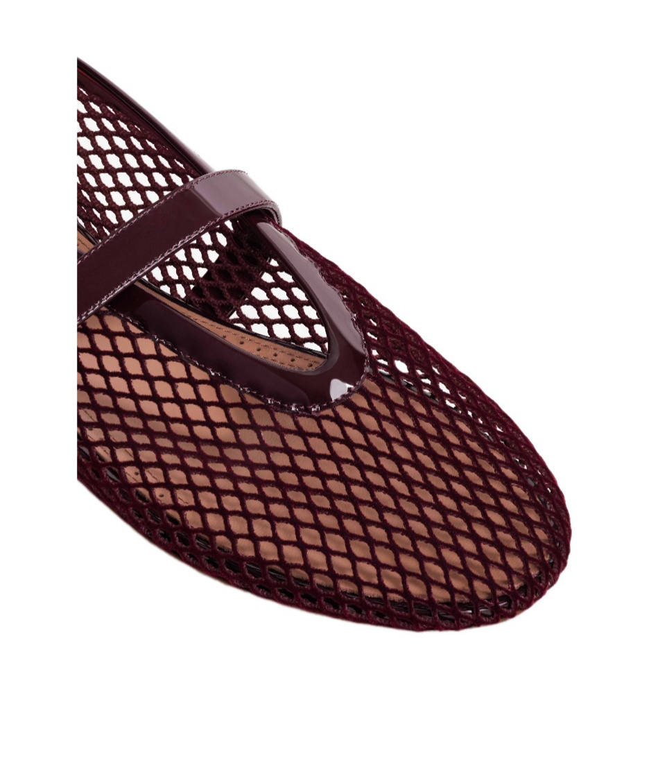 Alaïa Rouge Grenat Flat Mesh Ballerinas With Buckle Fastening In Burgundy