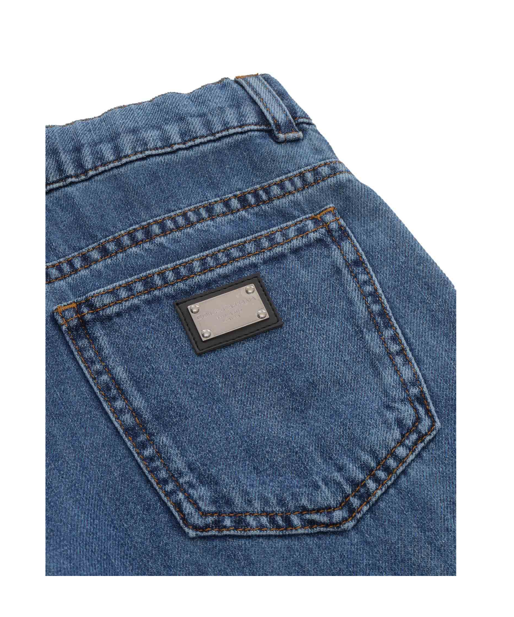 Dolce & Gabbana Logo-plaque Straight Jeans In Blue