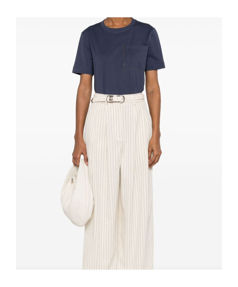 Brunello Cucinelli Crew Neck Short Sleeve Top In Blue