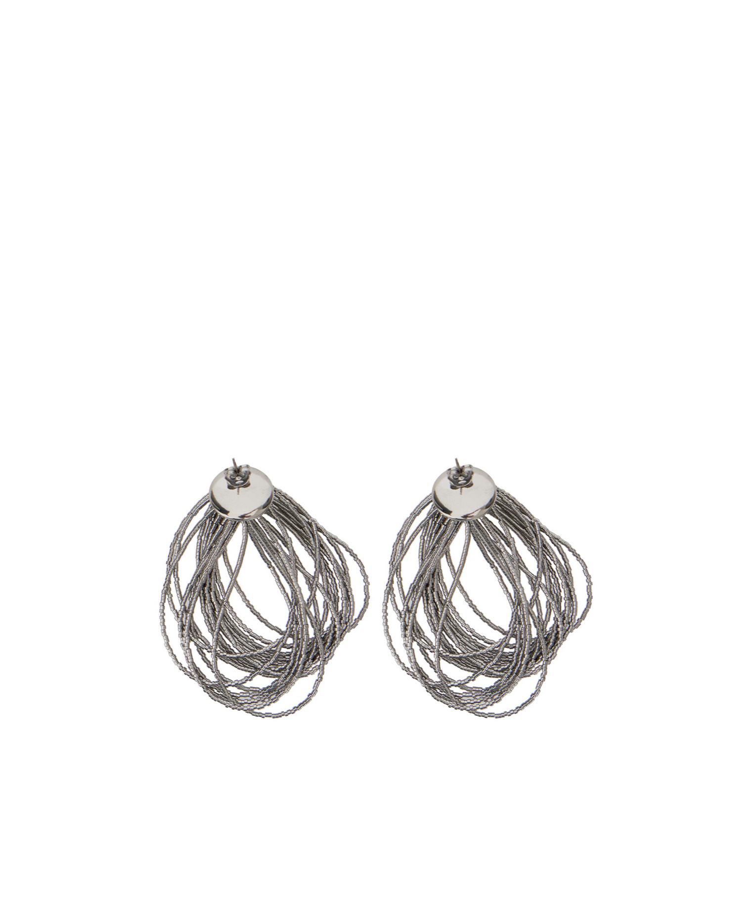 Brunello Cucinelli Cascading Multi-strand Earrings In Polished Metal In Gray